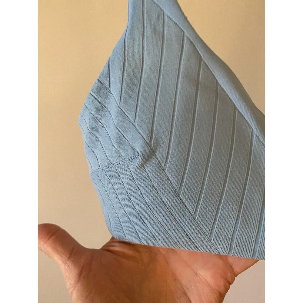 Aerie Light Blue Scoop Ribbed‎ Bikini Top M Swimsuit
